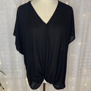 Lush Elegant Black Twist Front Blouse